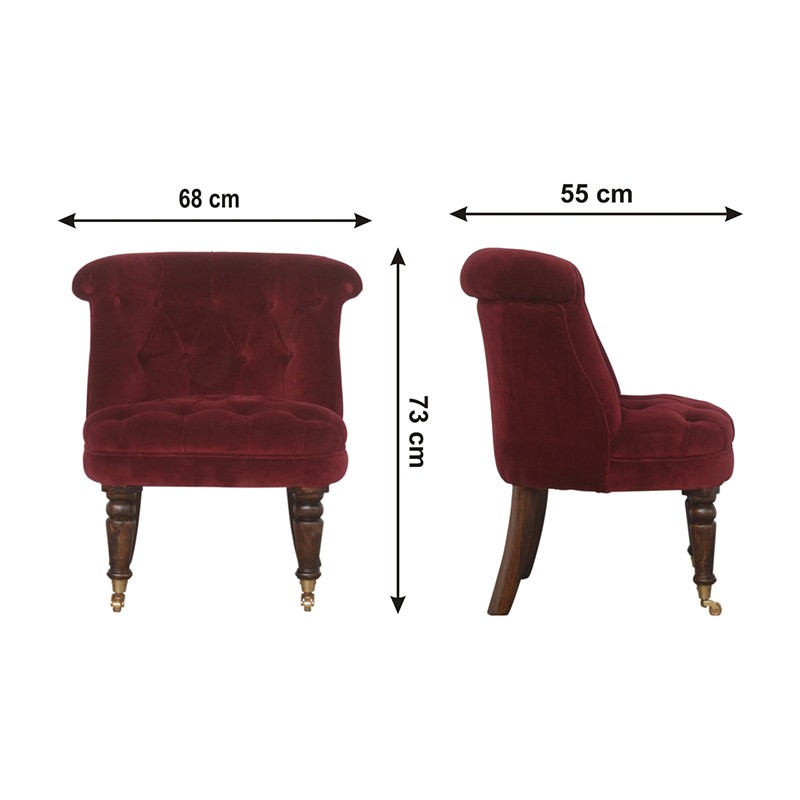 Wine Red Velvet Accent Chair  - Artisan Furniture 