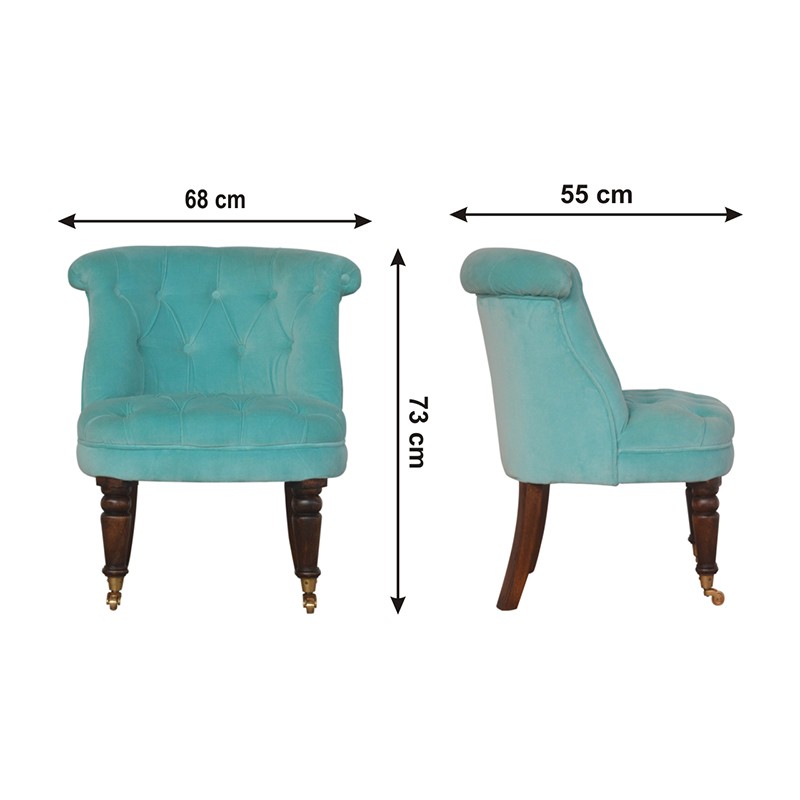 Turquoise Velvet Accent Chair  - Artisan Furniture 