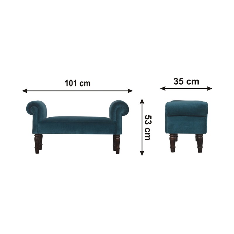Teal Velvet Bench  - Artisan Furniture 