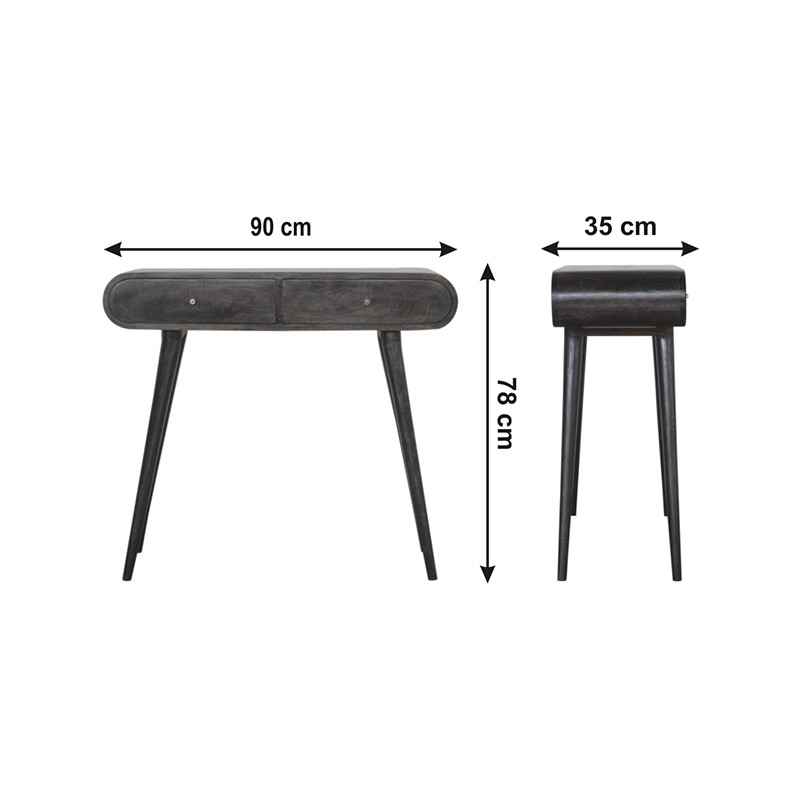 Ash Black Curved Edge Console Table  - Artisan Furniture 