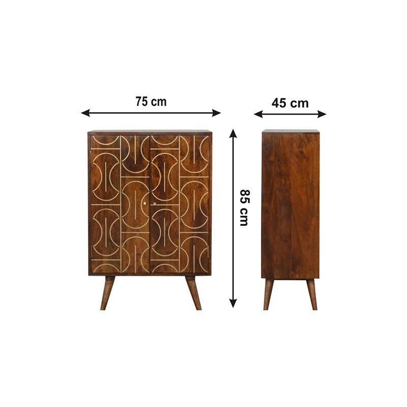 Chestnut Gold Inlay Abstract Cabinet  - Artisan Furniture 