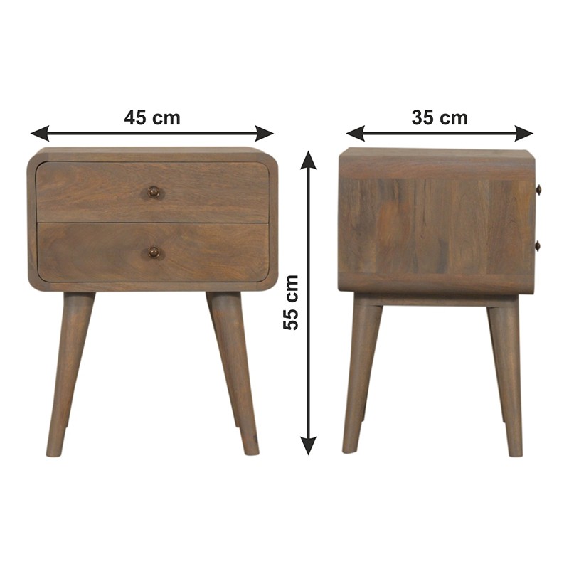Curved Bleached Grey Wash Bedside  - Artisan Furniture 
