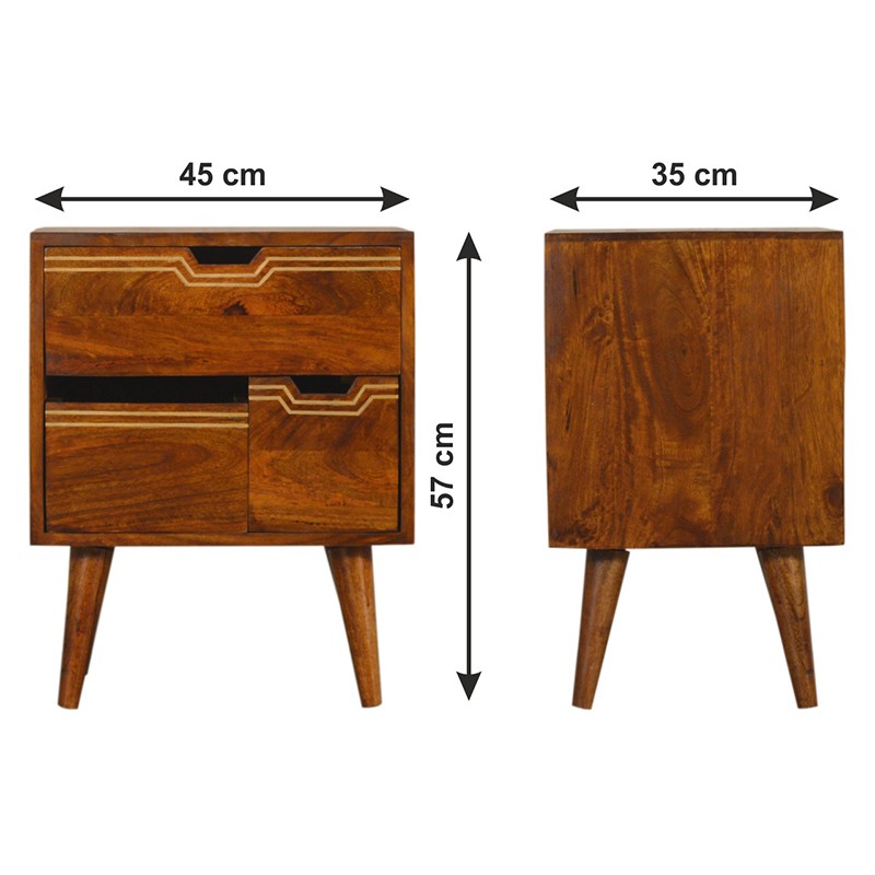 Multi Chestnut Bedside with Removeable Drawers  - Artisan Furniture 