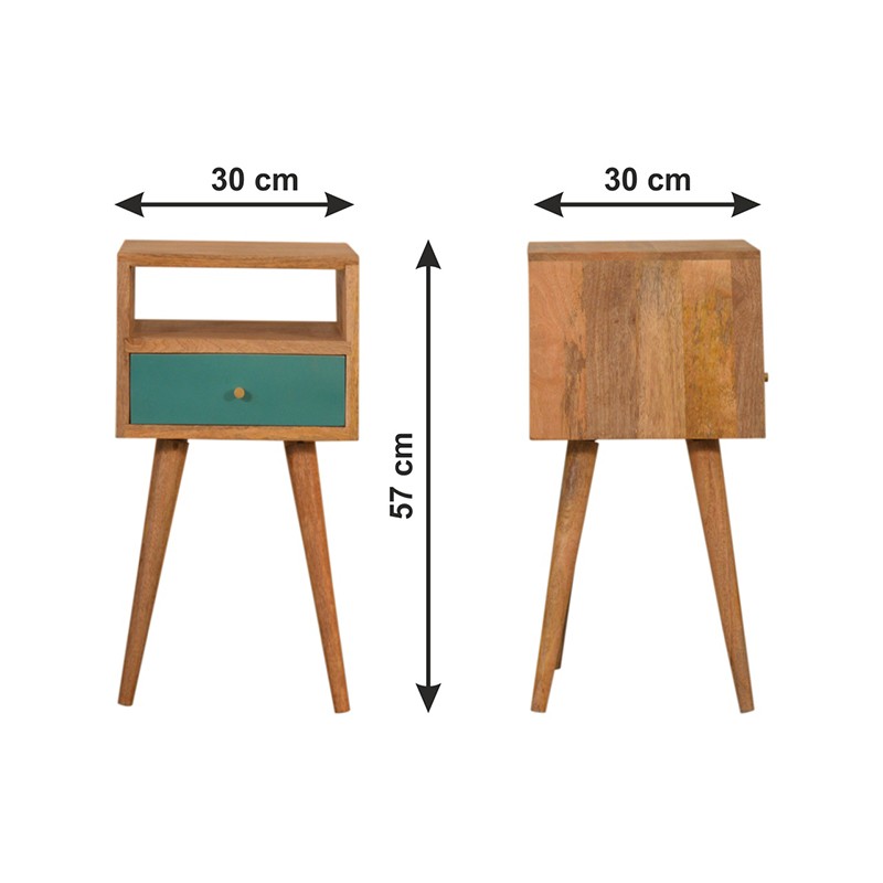 Mini Teal Hand Painted Bedside  - Artisan Furniture 