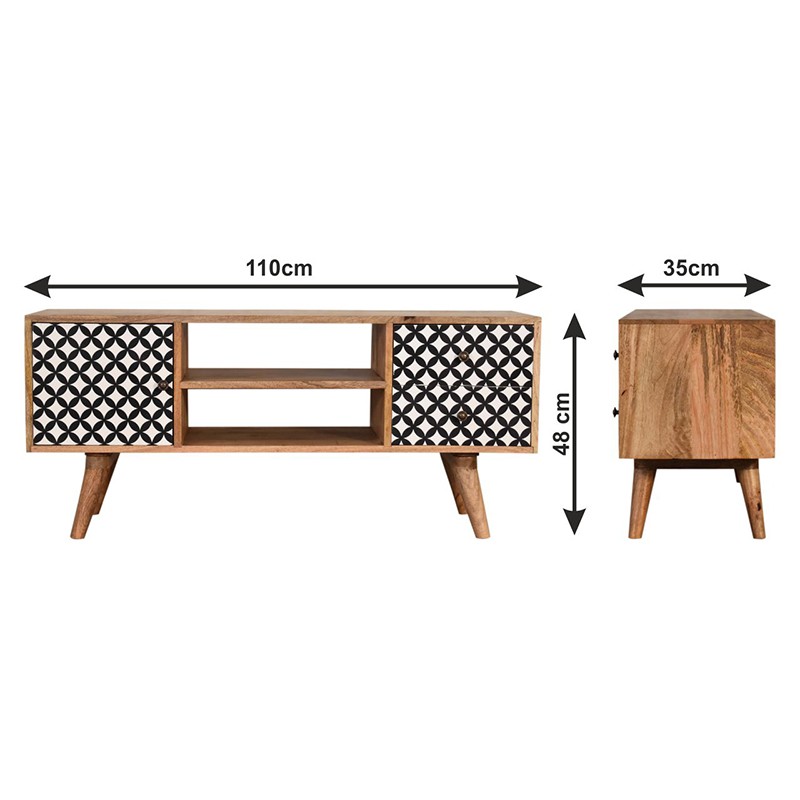 Diamond Screen Printed Entertainment Unit  - Artisan Furniture 