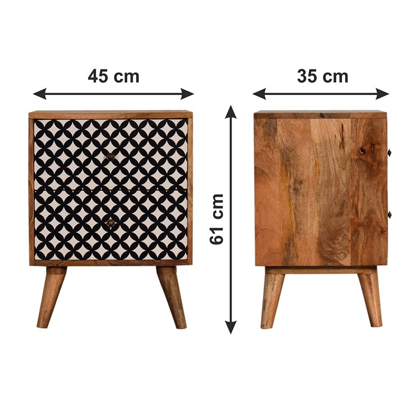Diamond Screen Printed Bedside  - Artisan Furniture 