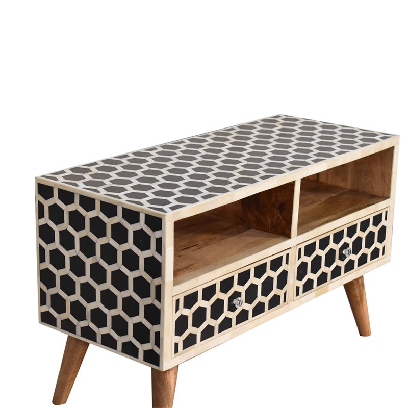 Honeycomb Bone Inlay Media Unit  - Artisan Furniture 