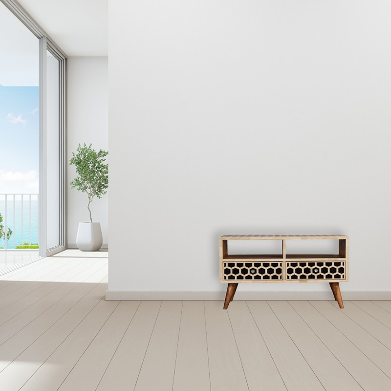 Honeycomb Bone Inlay Media Unit  - Artisan Furniture 