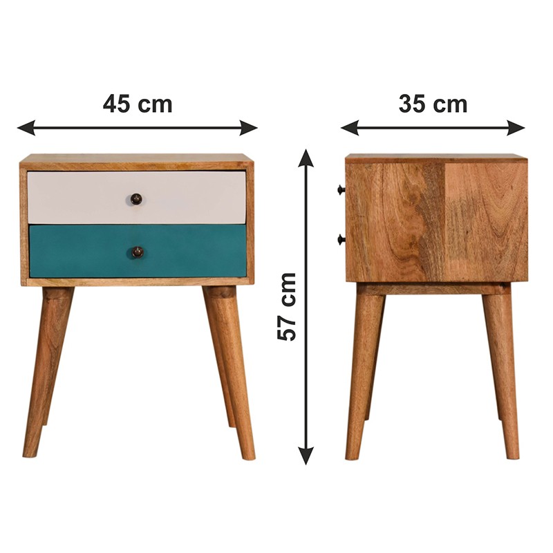 Teal Modern Solid Wood Bedside  - Artisan Furniture 