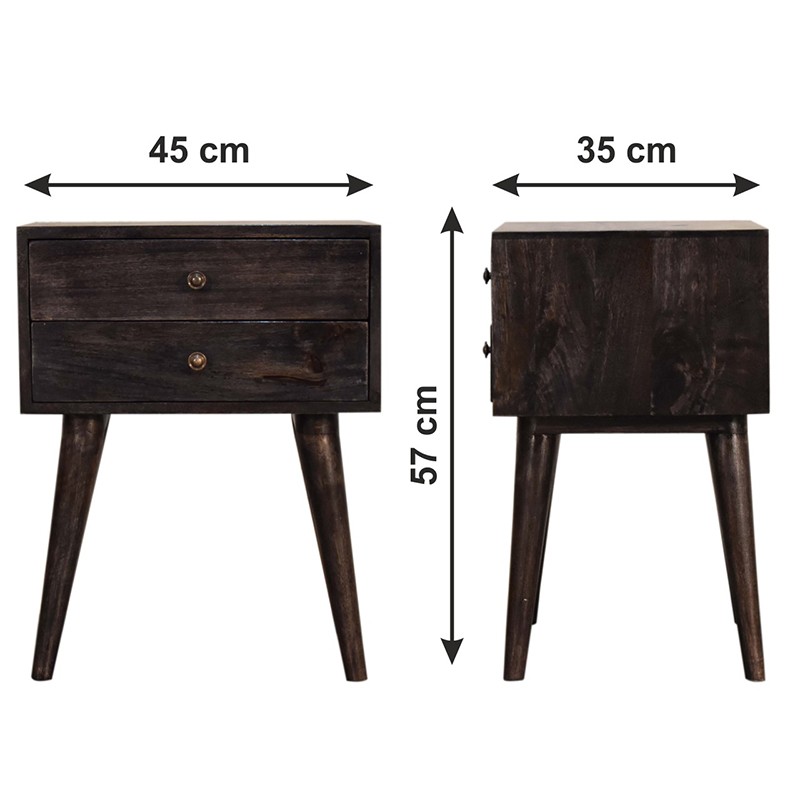 Ash Black Modern Solid Wood Bedside  - Artisan Furniture 