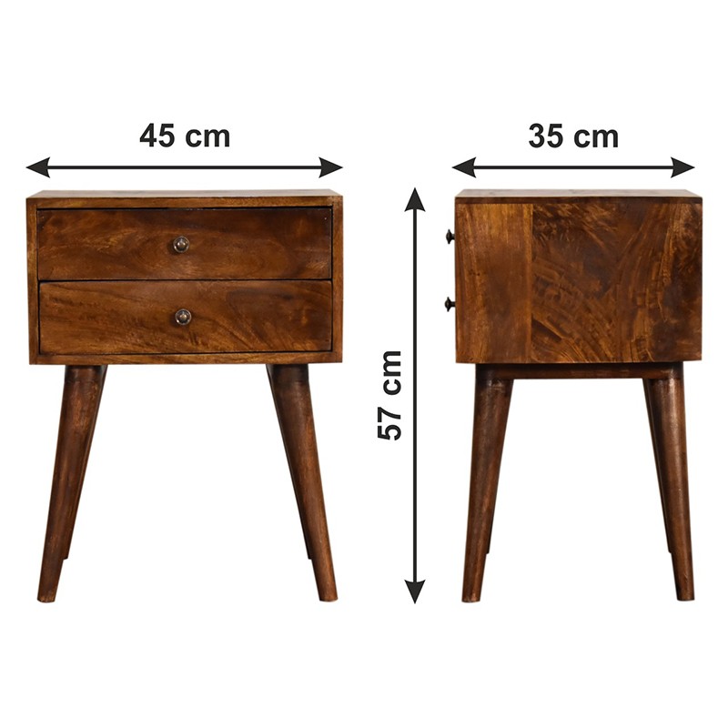 Chestnut Modern Solid Wood Bedside  - Artisan Furniture 