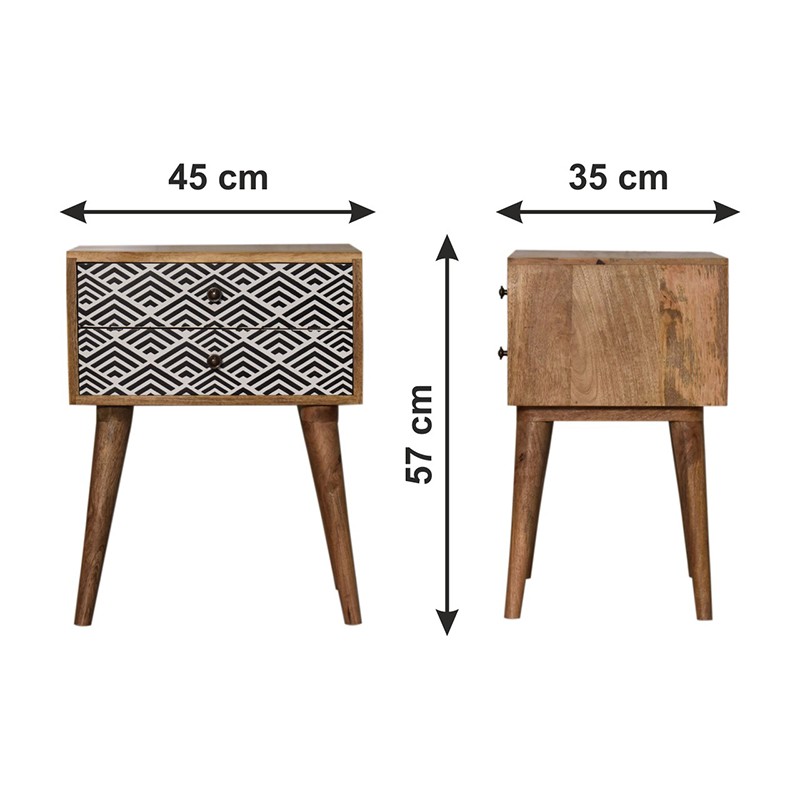Monochrome 2 Drawer Bedside  - Artisan Furniture 