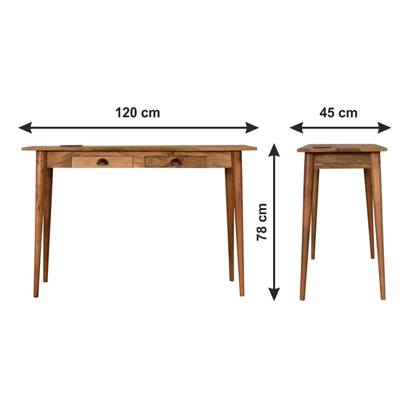 Nordic Style Writing Desk with 2 Drawers and Cable access  - Artisan Furniture 