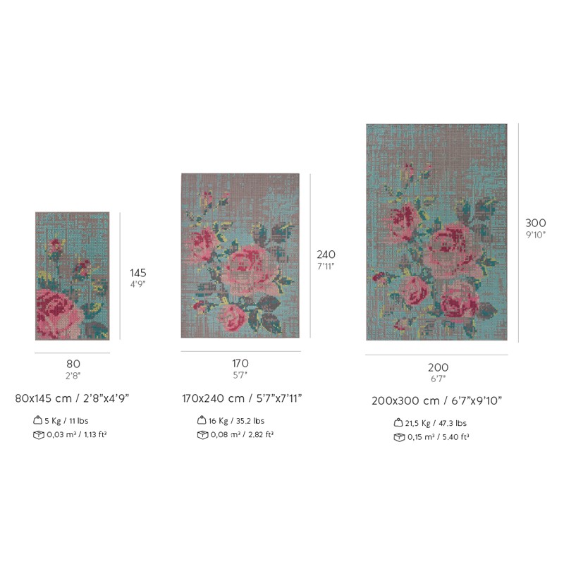 Canevas Flowers Natural  - Gan Rugs 