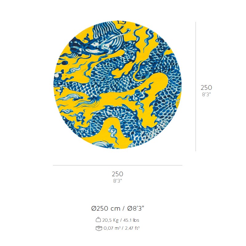 Blue China Rug Yellow  - Gan Rugs 