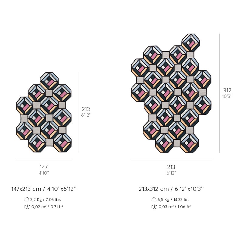 Parquet Tetragon  - Gan Rugs 