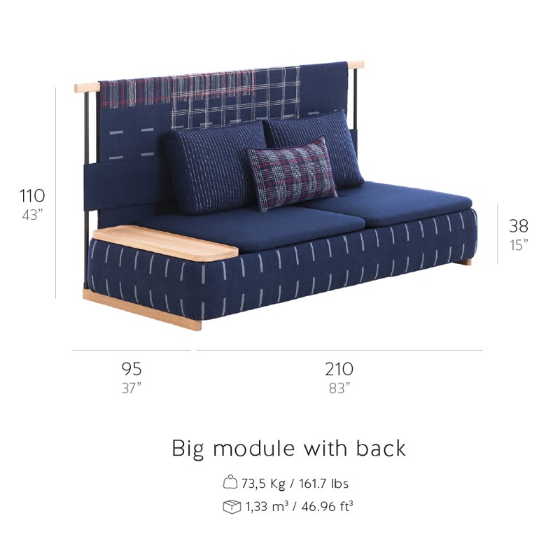 Lan Big With Back Indigo  - Gan Rugs 