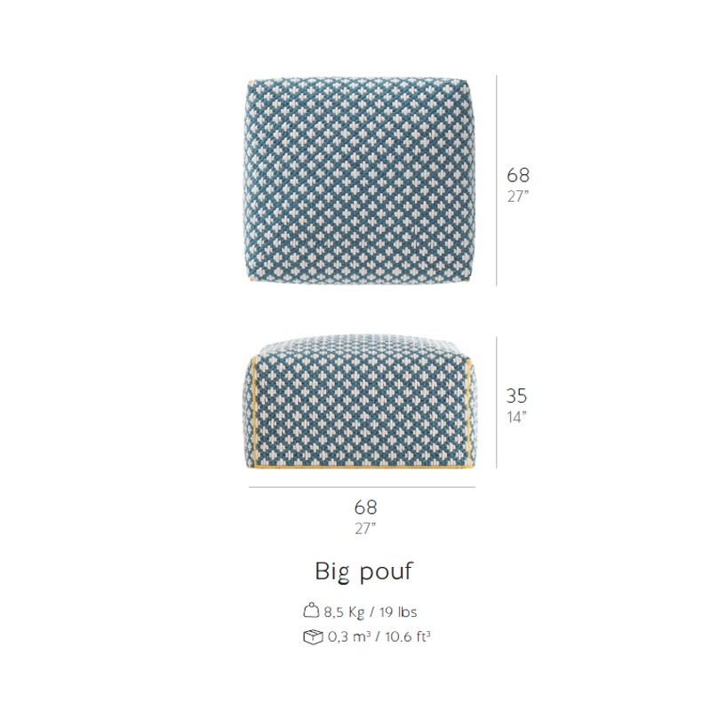 Silai Big Ottoman Blue  - Gan Rugs 