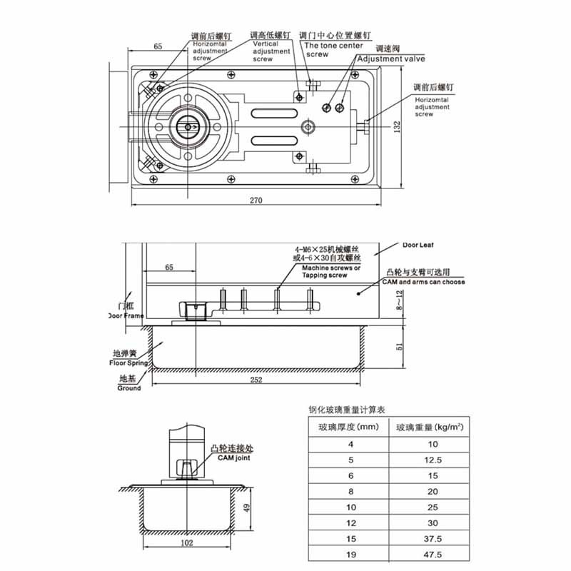 HC 3020G Floor Spring  - Hutlon 