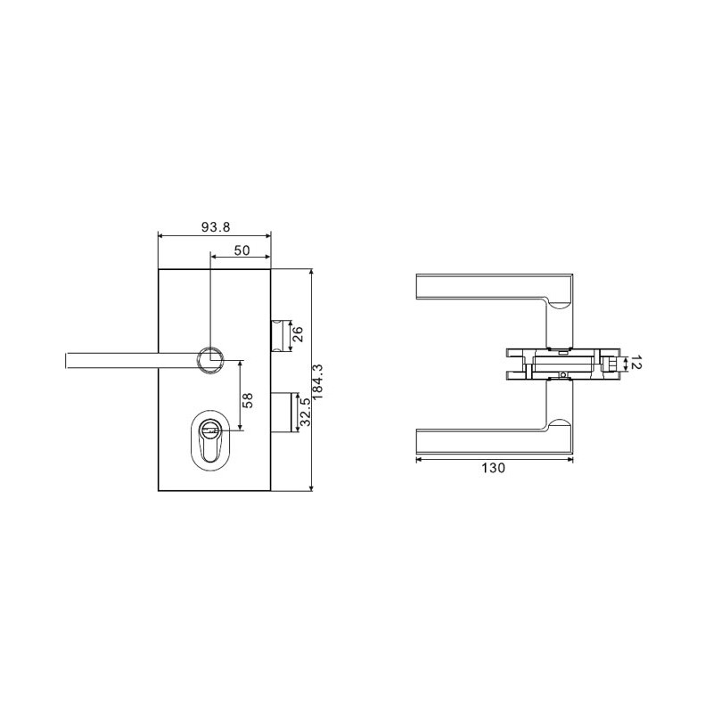 HD 60202 Glass Door Lock  - Hutlon 