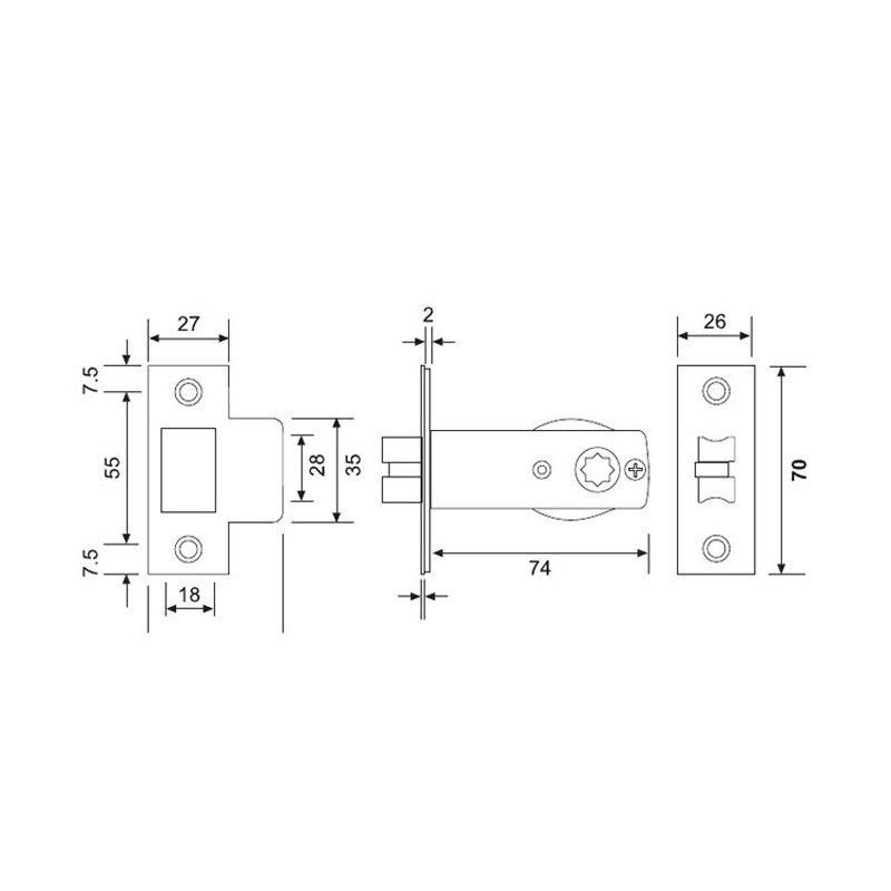 HD 60A Bathroom Lock Body  - Hutlon 