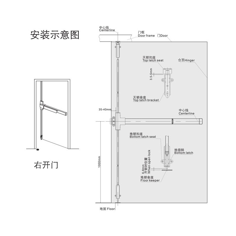 HD 61002 Putter Fire Door Lock  - Hutlon 
