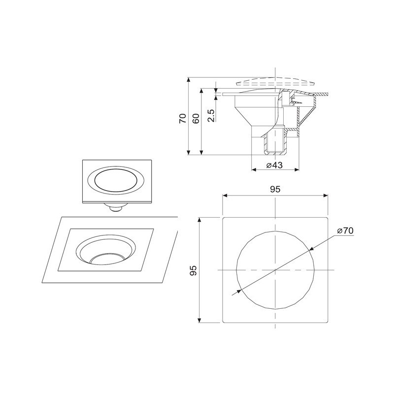 HF 2878 Elastic Floor Drain  - Hutlon 