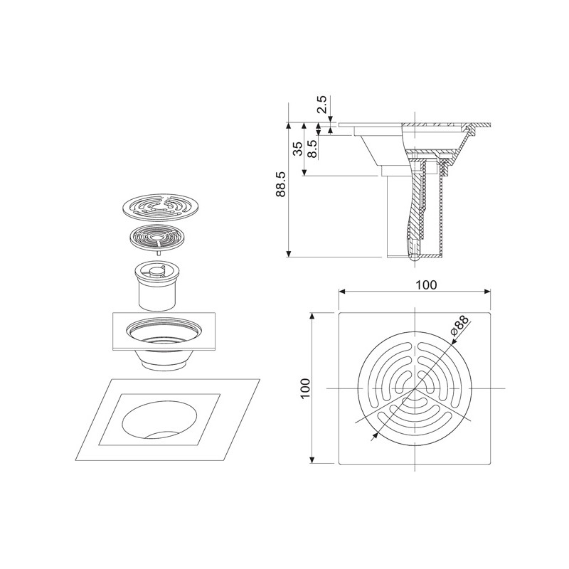 HF 2879 Floor Drain  - Hutlon 