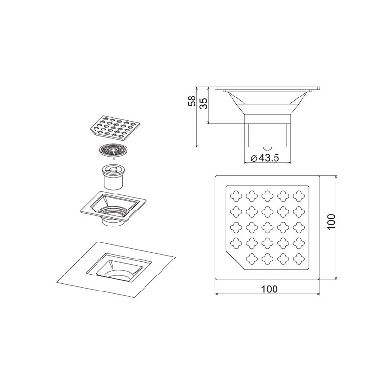 HF 2884 Floor Drain  - Hutlon 