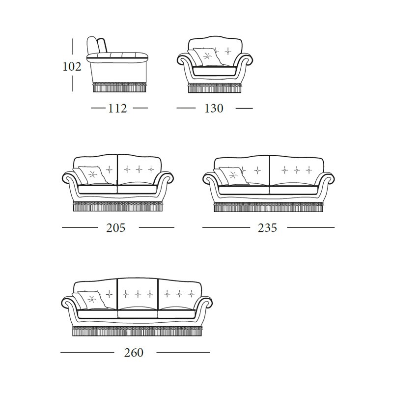 Milord Collection Two Big Seaters Sofa  - Egidio Lunardelli 