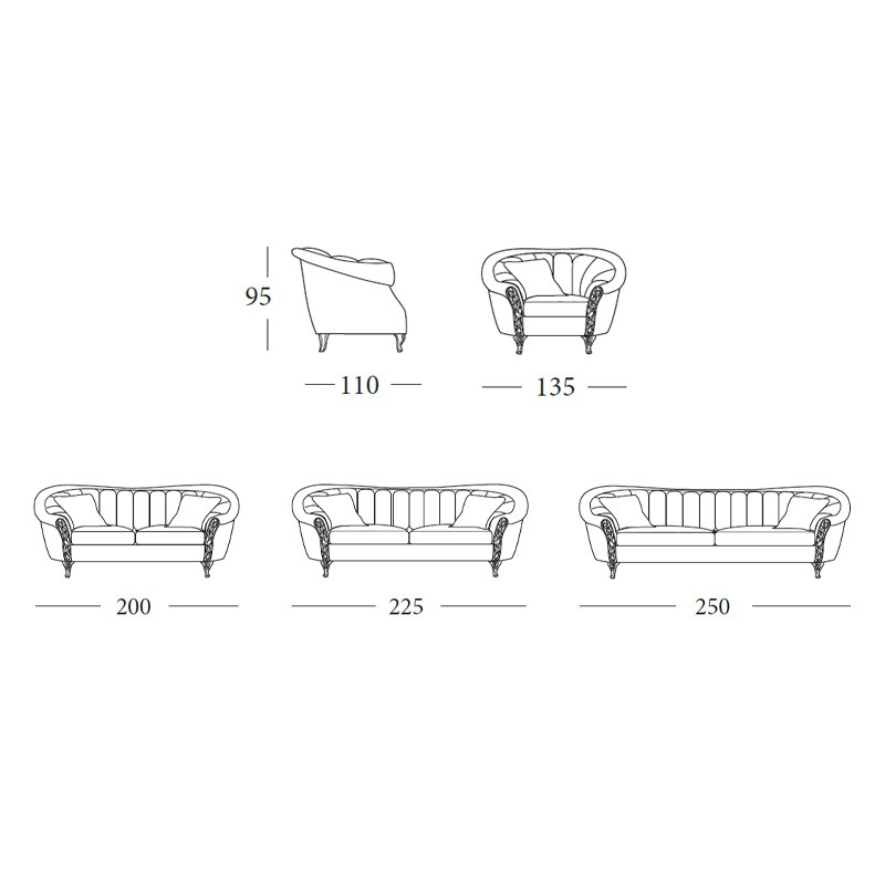 Villa Borghese Three Seaters Sofa  - Egidio Lunardelli 