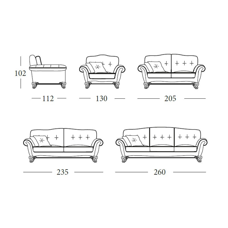 Villa Borghese Three Seaters Sofa II  - Egidio Lunardelli 