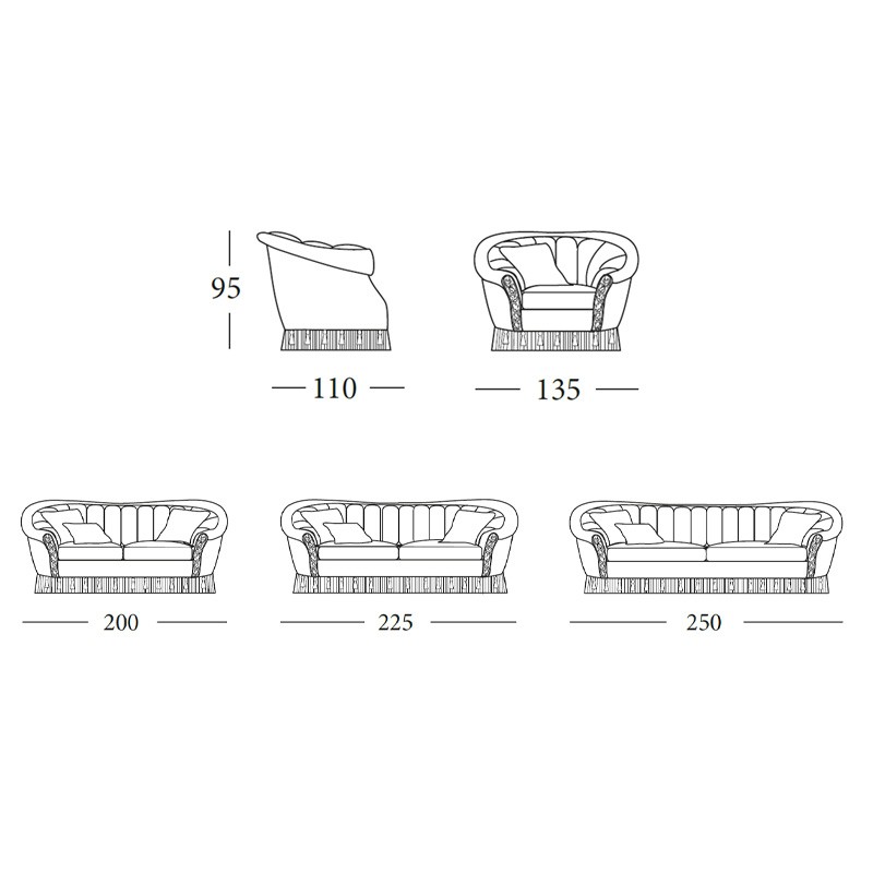 Villa Borghese Two Big Seaters Sofa  - Egidio Lunardelli 