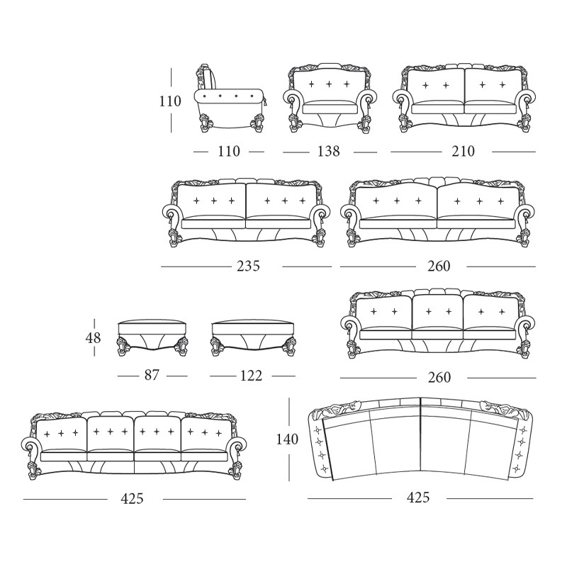 Villa Melzi Three Seaters Sofa II  - Egidio Lunardelli 