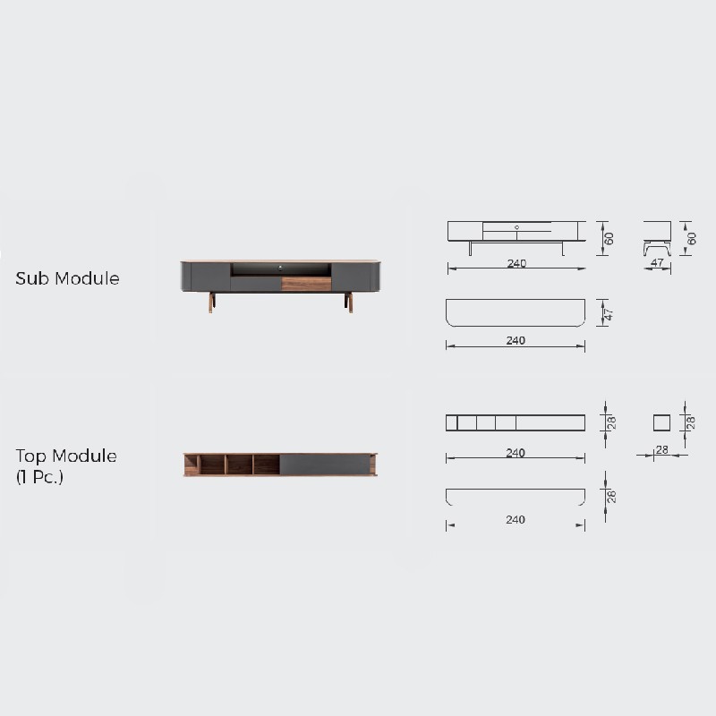 London Anthracite TV Unit  - Saloni 