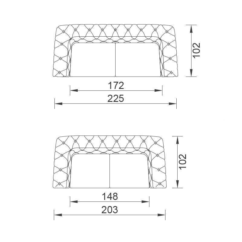 Porto Black & White Sofa  - Saloni 