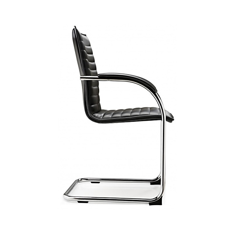 Chair On Sled In Eco Leather With Armrests And Chrome Frame For Waiting Room  - Castellani 