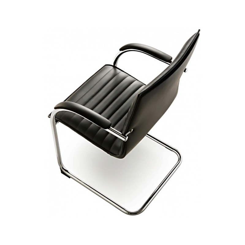 Chair On Sled In Eco Leather With Armrests And Chrome Frame For Waiting Room  - Castellani 