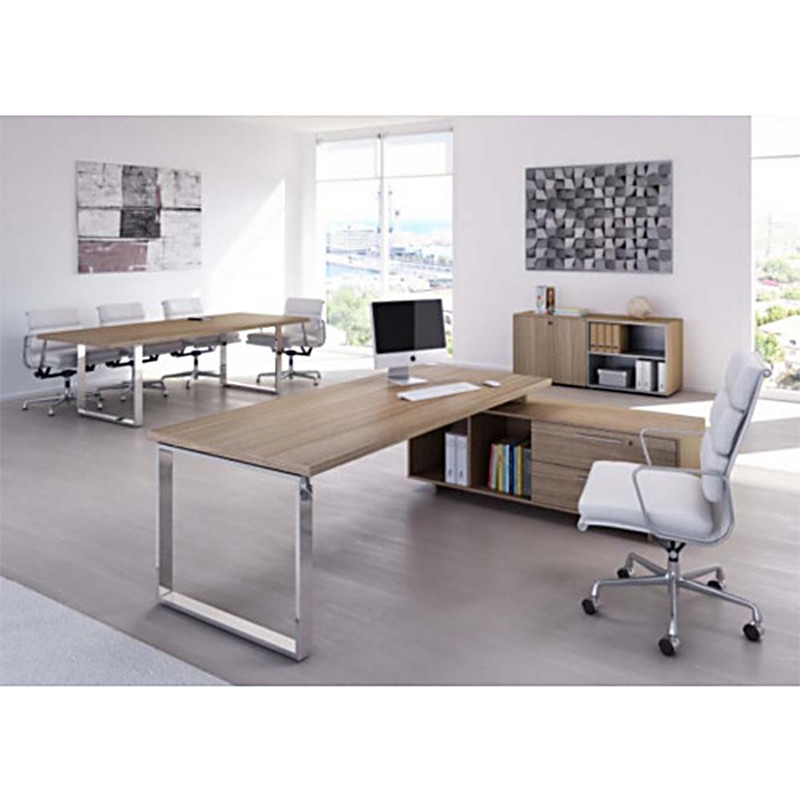 Executive office desk with a metal frame and side service Mobile  - Castellani 