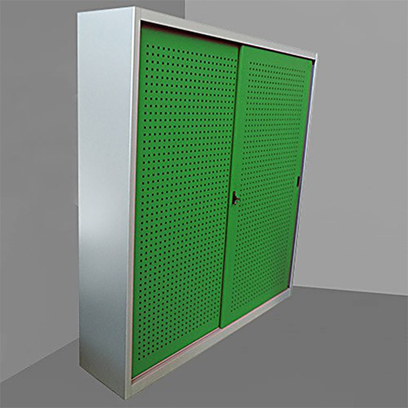 Painted Metal Cabinet With Shelves And Doors In Painted Perforated Plate  - Castellani 