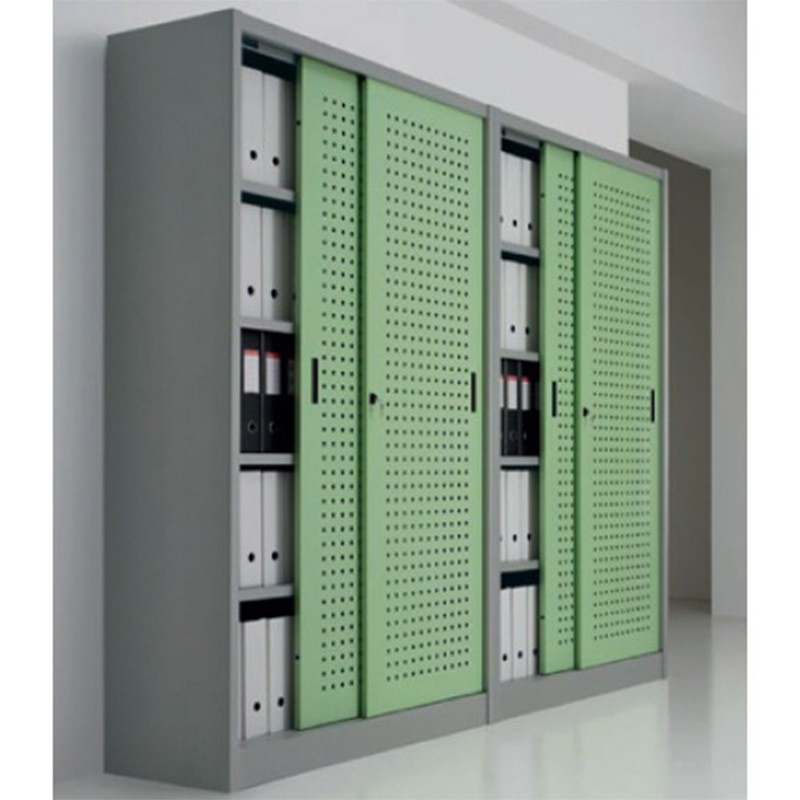 Wardrobe Archive Documents With Metallic Structure And Sliding Perforated Metal Doors  - Castellani 