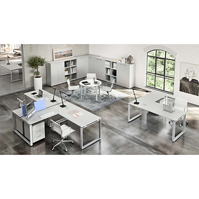 Office desk in wood with ring legs and extension  - Castellani 