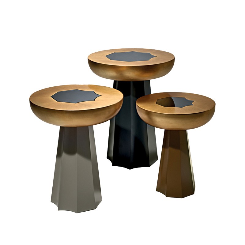 Set of 3 Tables in gold Luisa Peixoto