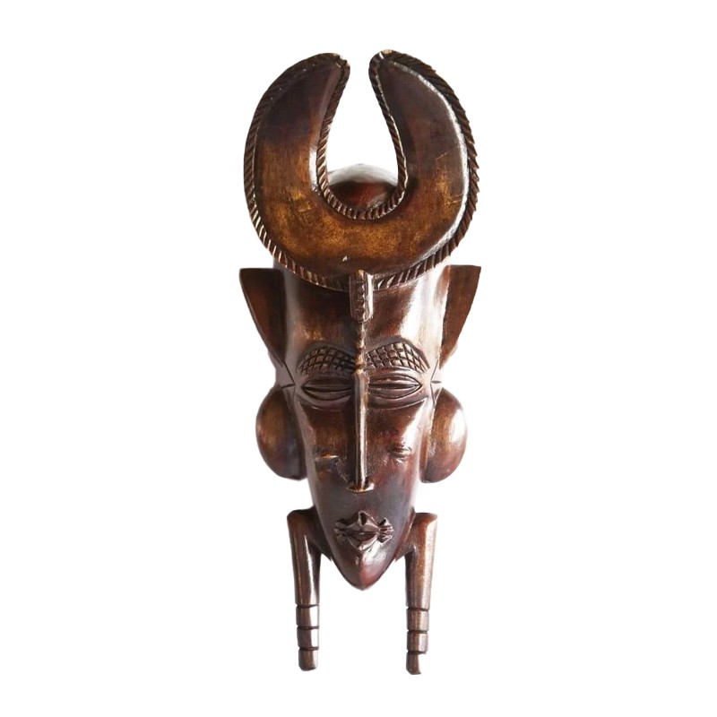 West African Hand Carved Akan With U Shaped Headgear House of Avana