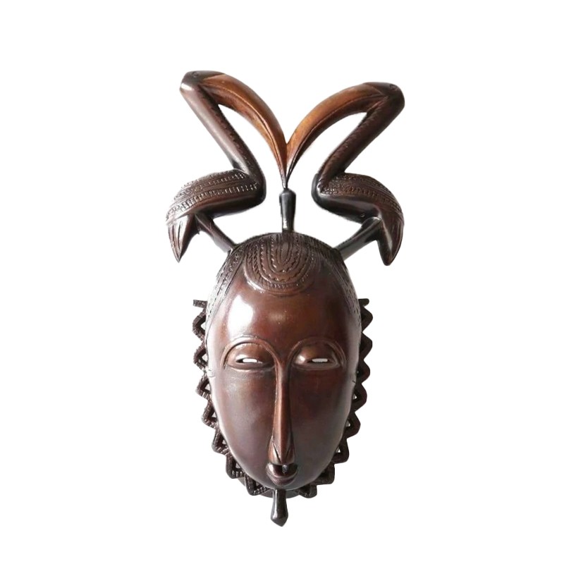 West African Hand Carved Baule with Twin Kalao Headgear House of Avana