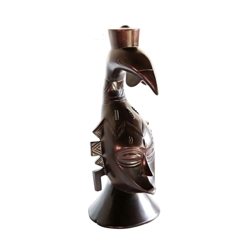 West African Hand Carved Senoufu Mask with Kalao House of Avana