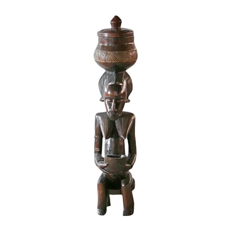 West African Hand Carved Female Statue Peau House of Avana