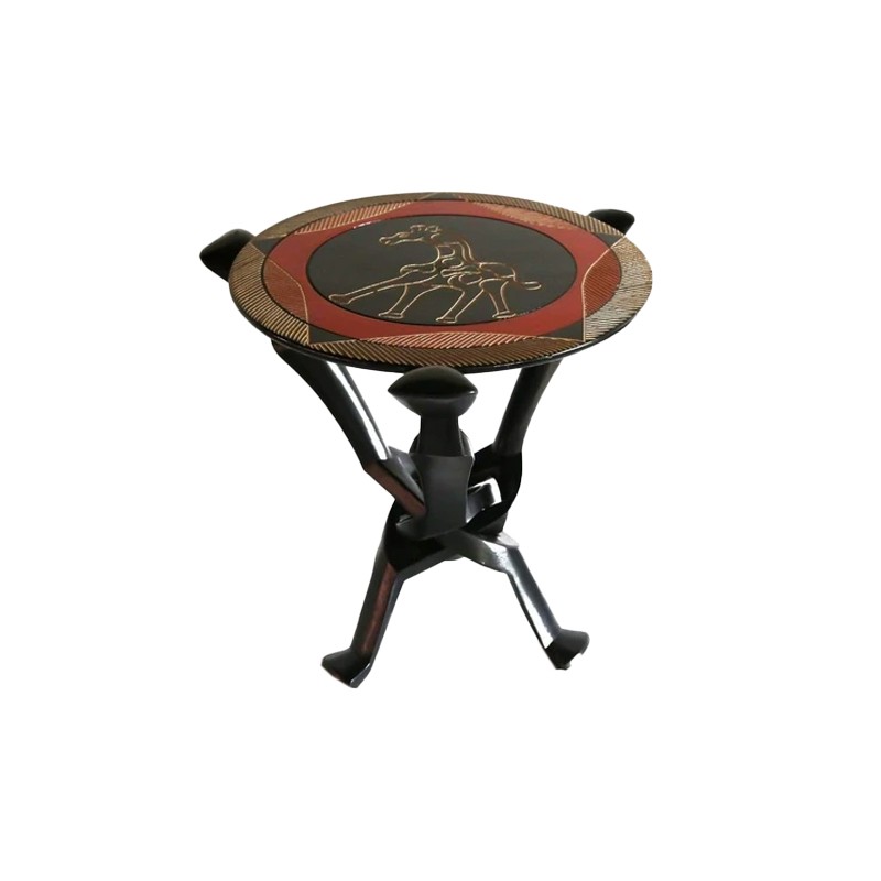 Hand Carved Ghanaian With Etched Animal Motif On Top House of Avana