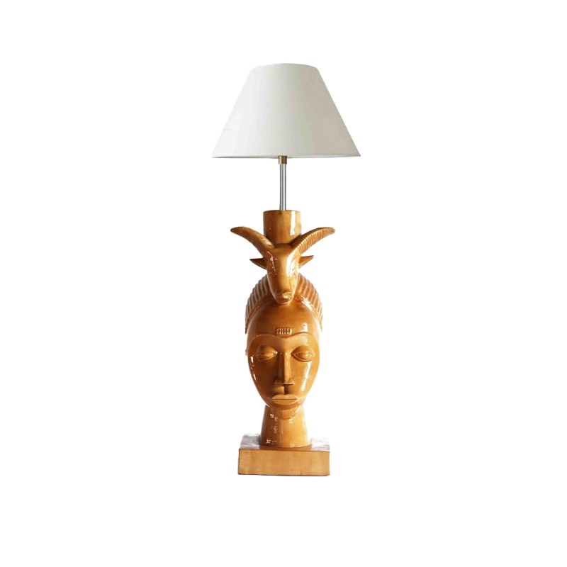 West African Hand Carved Gouro Mask with Ram on head Statue  - House of Avana 