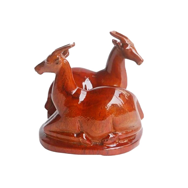 West African Hand Carved Wildlife Love Of Antelopes House of Avana